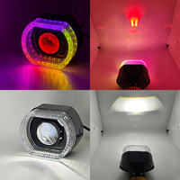 Nouveau phare de moto en aluminium de 45 pouces, 50W LED RGB avec effets de changement de couleur, design Angel-eye/demon-eye intégré