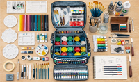 Sac de rangement pour peinture acrylique avec sections de rangement pour outils et sangle bandoulière – Organisateur de peinture acrylique