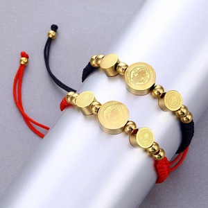 Bracelet de perles de Vierge Marie en acier inoxydable tissé réglable bijoux religieux prêtre exorciste tissé - Product Image 1