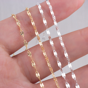 Rantai Lip Link Berukir Lebar 2.3mm, Lapis Emas 14k/Perak S925, untuk Pembuatan Perhiasan Kalung, Gelang, dan Gelang Kaki DIY - Product Image 6