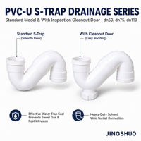 Raccord de drainage en PVC-U robuste avec siphon en S DN50 DN75 DN110mm et bouchon d'inspection en option