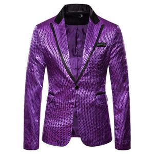 Color sólido Sparkling Mens Party Wear Blazers Moda Slim Fit Stage Show Dress <span class=keywords><strong>Chaqueta</strong></span> con bolsillo - Product Image 4