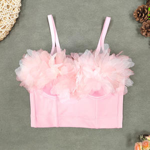 Top de tubo estilo chaleco para mujer, con diseño floral tridimensional y espina de pescado, moldeador de cuerpo, para uso exterior, ideal para <span class=keywords><strong>vacaciones</strong></span> <span class=keywords><strong>en</strong></span> la playa - Product Image 4