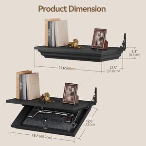 Estante Flotante de Madera Maciza para Montar en la Pared con Compartimento Oculto Secreto para Almacenamiento de Ocultación Mueble Decoración del Hogar Caja de Seguridad - Product Image 3