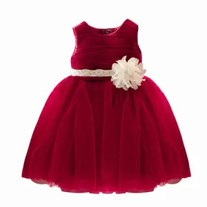 hand embroidery wine red children birthday party graduation dress kids prom night skirt girl gown floral fairy frock