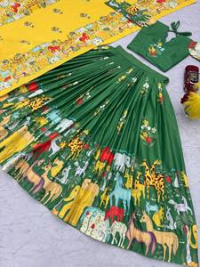 Lehenga Choli Kalamkari de Primera Calidad para Mujer, Ropa Étnica para Festivales, Bodas y Fiestas, Disponible al Mejor Precio - Product Image 1