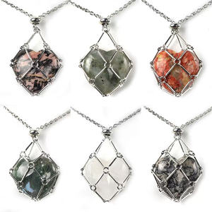 Joyería Espiritual de Cristal, Cadenas de Acero Inoxidable con Diseño de Bambú, Colgantes en Forma de Corazón Multicolores Naturales para Regalo de San Valentín - Product Image 5