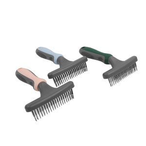 Pettine per toelettatura animali domestici a doppia fila, spazzola sciogli nodi, per la rimozione del pelo in eccesso di cani e gatti - Product Image 3
