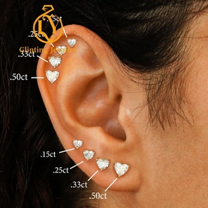 <span class=keywords><strong>Pendientes</strong></span> de Diamantes Cultivados en Laboratorio con Corte Corazón, Certificados por IGI, de Oro Fino de 10K, 14K y 18K, para Mujer - Product Image 2