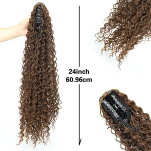 Cola de Caballo Sintética Rizada de 24 Pulgadas con Clip, Resistente al Calor, para Mujeres Afroamericanas, Fibra de Alta Temperatura - Product Image 2