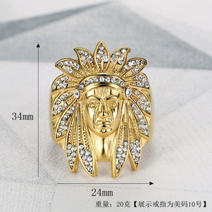 2024 Hot Sales Clear Crystal Stainless Steel Mens <strong>Rings</strong> Golden <strong>Colour</strong> - Product Image 5