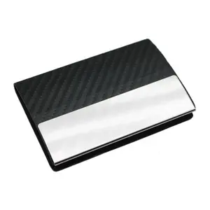 Pocket carbon fiber leather card holder business card case for men women gift