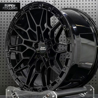 Jantes Super Rollers 18 pouces 9J Noir Brillant à Mailles 6x139.7 avec Beadlock Simulé pour Hilux Prado Triton Ranger SUV Tout-Terrain