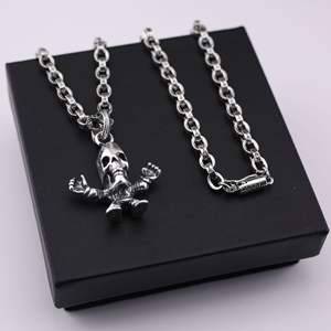 Colar com Pingente de Caveira Chrom Hearts em Prata para Homens e Mulheres, Corrente Longa, Joia Vintage, Moda Retro, Hip-hop Punk, Presente por Atacado - Product Image 2