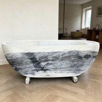 Baignoire en marbre poli sur mesure, baignoire autoportante en pierre naturelle pour hôtels et projets résidentiels de luxe