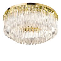 Lustre de plafond LED moderne de luxe, finition dorée, base en acier inoxydable, alimentation CA, éclairage décoratif intérieur pour salon