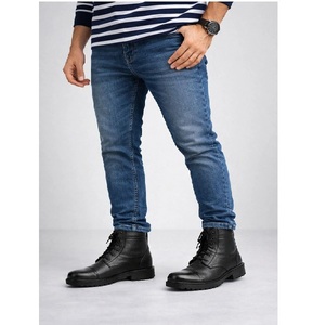 Bottes pour hommes, hauteur de la cheville, en cuir véritable noir, mode décontractée, à lacets, durables, chaussures de marche en plein air, semelle en caoutchouc antidérapante - Product Image 4