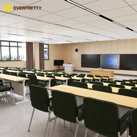 Meubles d'université certifiés CE, projet de salle de classe, table en bois et chaises ergonomiques rembourrées