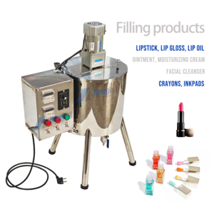 Machine de remplissage manuelle pour rouge à lèvres 15L 30L 50L avec mélangeur chauffant et trémie pour rouge à lèvres, baume à lèvres, cosmétiques, machine de remplissage à chaud - Product Image 4