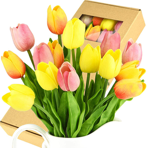 INUNION alta calidad PU Faux tulipán flores púrpura flores artificiales Real Touch tulipán para Decoración - Product Image 4