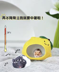 Abri <span class=keywords><strong>pour</strong></span> hamster en céramique en forme de citron, 3 couleurs, maison rafraîchissante de qualité supérieure, abri <span class=keywords><strong>pour</strong></span> animaux de compagnie mignon en forme de citron, décoration d'amélioration esthétique - Product Image 5
