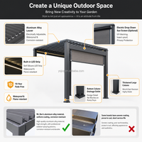 Pergola intelligente haut de gamme en aluminium à lames orientables, toit motorisé, stores électriques à 4 côtés, télécommande et maison intelligente
