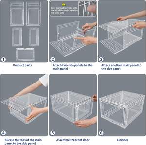 Shoe Storage <b>Box</b> Stackable Plastic Shoe <b>Box</b> with <b>Clear</b> Door <b>Display</b> Sneakers, Front Opening Shoe Organizer, Hard Plastic Shoe St - Product Image 5
