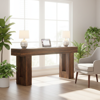 Console de sol rectangulaire en bois massif de style rustique, idéale pour l'entrée, le salon, le couloir, avec étagère de rangement et salle à manger