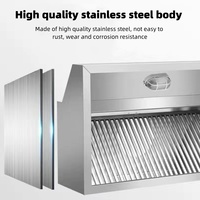 Hotte de cuisine professionnelle en acier inoxydable, plusieurs tailles disponibles, équipement de ventilation pour cuisine