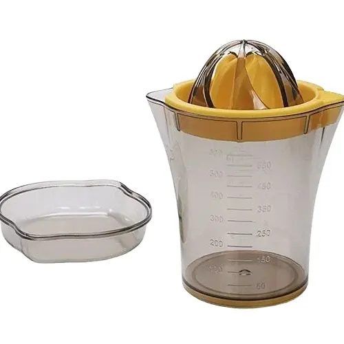 Hot Selling Plastic Handmatige Citroensap Cup Sinaasappelsap Extractor Met Schaal Meten Huishoudelijke Fruitpers