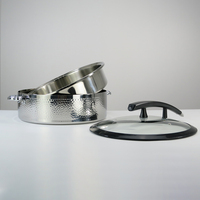 Hochwertige 304 Edelstahl Chafing Dishes, Heiztopf, Speisenwärmer, Roségoldener Gehämmerter Buffet-Ofen mit Glasdeckel