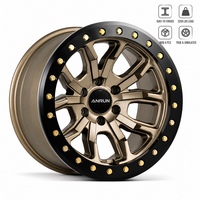 Jantes Beadlock Forgées Or Satiné 17-22 Pouces 6061-T6, Jantes Tout-Terrain Simulées 5x5.0 6x5.5 pour Jeep Tacoma Bronco Ram 1500