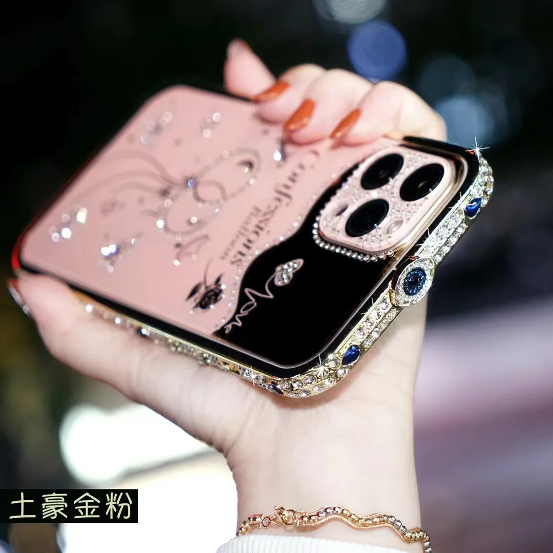For iPhone X XR XS Max Case Bling Diamond Bumper Case For iPhone 11 12 13 Pro Max 8 7 6 Plus Case Glitter Rhinestone Metal Frame