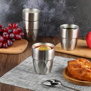 Tumbler Kopi Stainless Steel Dinding Ganda Anti Pecah 10oz, Motif Berlian, Mug untuk Bir dan Berkemah - Product Image 5