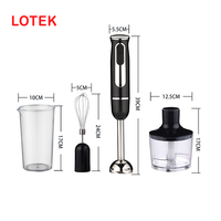 Mixeur Plongeant Électrique Multifonctionnel avec Commande par Bouton Poussoir, Lames en Acier Inoxydable, 8 Vitesses Variables