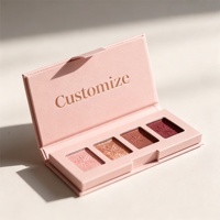 Boîte de palette d'ombres à paupières rose blush personnalisée de luxe avec logo, estampage à chaud doré, boîte rigide en carton magnétique pour emballage cosmétique