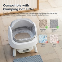 Bac à litière pour chat automatique intelligent autonettoyant, facile à nettoyer, anti-odeurs, écologique, grande capacité, en plastique, double mode, blanc et gris