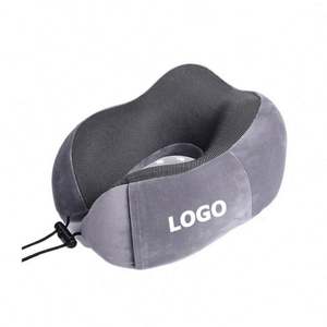 Oreiller de voyage en mousse à mémoire de forme avec logo personnalisé - Oreiller d'avion confortable en forme de U pour cadeaux promotionnels - Product Image 1