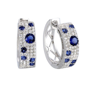 Pendientes de Oreja Redondos Azules y Blancos para Mujer, Diseño Delicado, Joyería Versátil para Uso Diario - Product Image 6