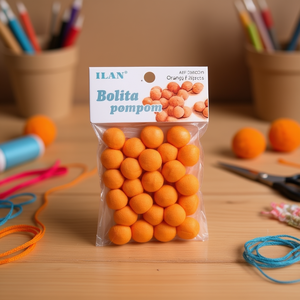 Ilan Bolita Pompom 2Cm Arancione Materiale per Artigianato 25 Pezzi - Product Image 3