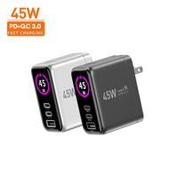 Chargeur universel Vina 45W, prise EU, USB-C, triple port, charge rapide GaN, PD 3.0, homologué CE, pour téléphone, ordinateur portable Oppo.
