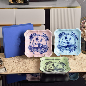 Vintage Plant Porcelain Square <b>Plate</b> with Italian Style Eco-Friendly Luxury Dinnerware Set for Home Use and Wedding <b>Decor</b> - Product Image 1
