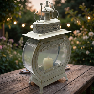 Lanterne vintage en métal faite à la main, porte-bougie, lampe de table, verre transparent, design durable, Noël, Saint-Valentin, Pâques - Product Image 4
