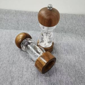 나무로 만든 친환경 수동 소금 및 후추 그라인더 세트 6인치 리필 가능한 그라인더 블랙 페퍼 및 소금 향신료 밀 - Product Image 4