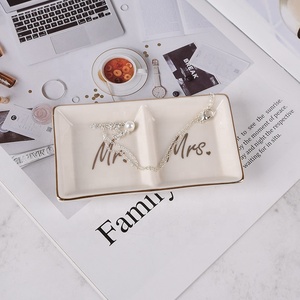 Modern Style Ceramic Mr. &amp; Mrs. Jewelry Display Dish - Ceramic <strong>Ring</strong> Dish and Decorative Trinket <strong>Plate</strong> - Product Image 4