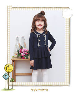 Vêtements pour enfants en gros, style preppy, robe à manches longues avec col à volants pour filles, fabriquée en Chine - Product Image 1