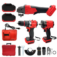 Ensemble d'outils électriques domestiques, kit d'accessoires complet trois pièces, perceuse électrique sans balais à batterie lithium, clé à chocs, plastique, entraînement 1/2, 1