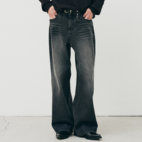 Jeans de Mezclilla Negros Holgados y Rectos para Hombre, de Cintura Alta, para Uso Diario, Venta Caliente 2026