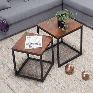 Modern Convertible <b>Nesting</b> Coffee <b>Table</b> Set Wood Grain Top with Detachable Shelf Multifunctional Nightside <b>Table</b> - Product Image 5