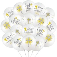 Ensemble de ballons en latex God Bless, blancs et or, avec confettis en forme de croix, pour baptême, communion, fête religieuse, décorations